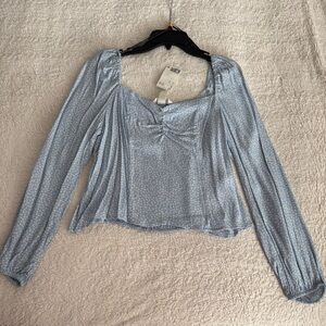 H&M Light Blue Patterned Blouse